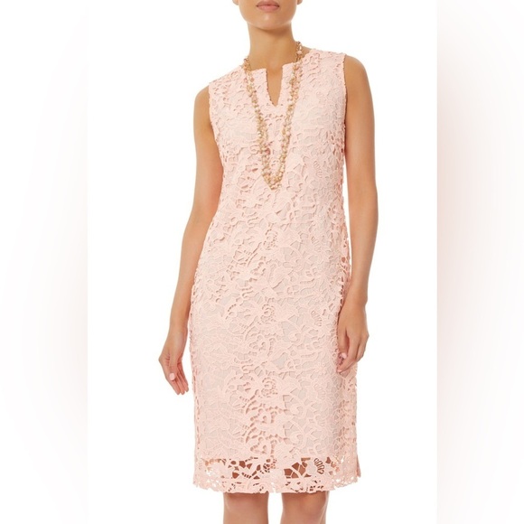Ming Wang Delicate Floral Lace Sheath Dress in Peach Size XL New! - Picture 1 of 16